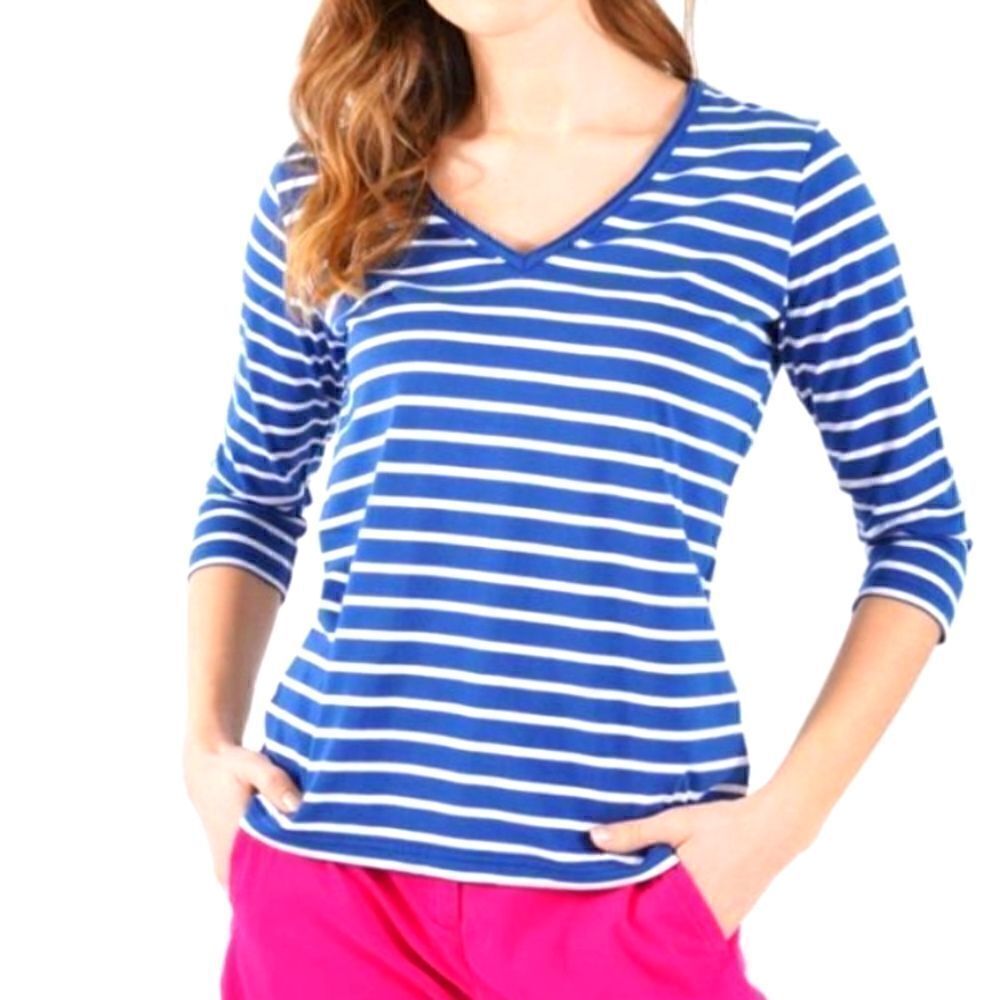 CAROLYN TAYLOR WOMEN'S TOP 3/4 LENGTH SLEEVES V NECK SIZE MEDIUM
